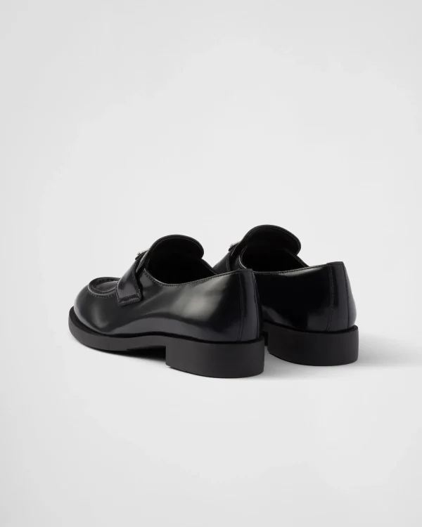 Loafers And Lace-ups*Prada Brushed leather loafers Black