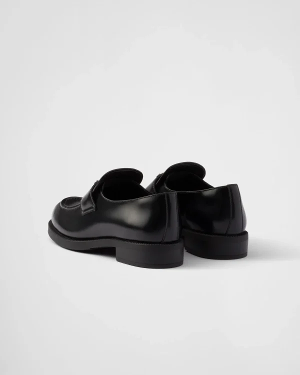 Loafers And Lace-ups*Prada Brushed leather loafers Black