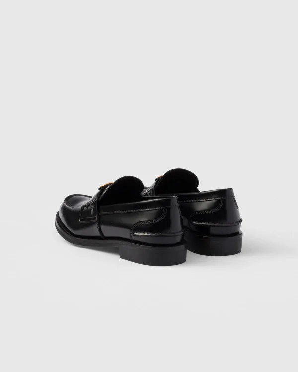 Loafers And Lace-ups*Prada Brushed leather loafers Black