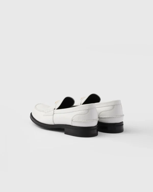 Loafers*Prada Brushed leather loafers White