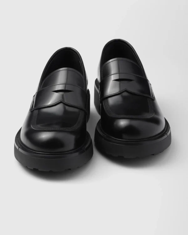 Loafers*Prada Brushed leather loafers Black