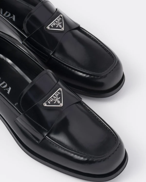 Loafers*Prada Brushed leather loafers Black