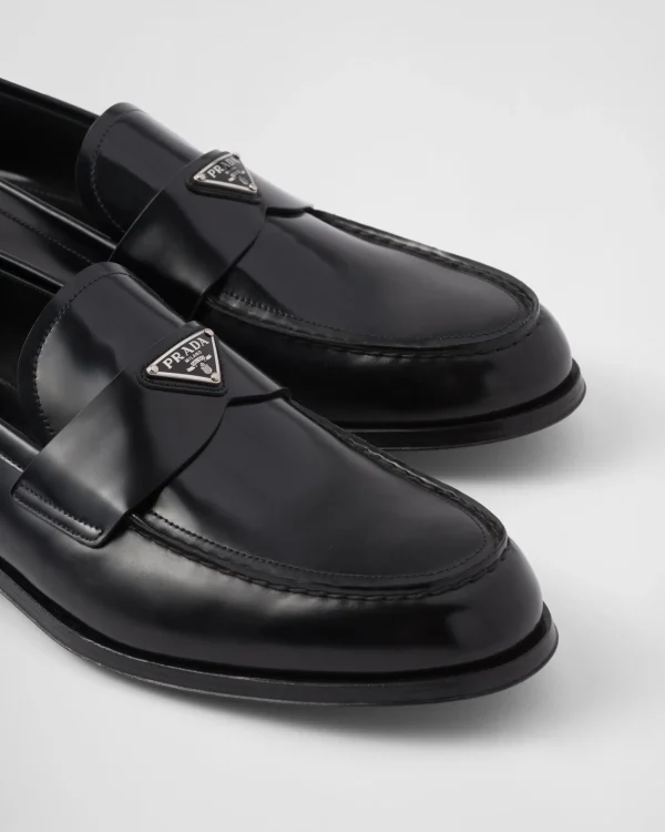 Loafers*Prada Brushed leather loafers Black