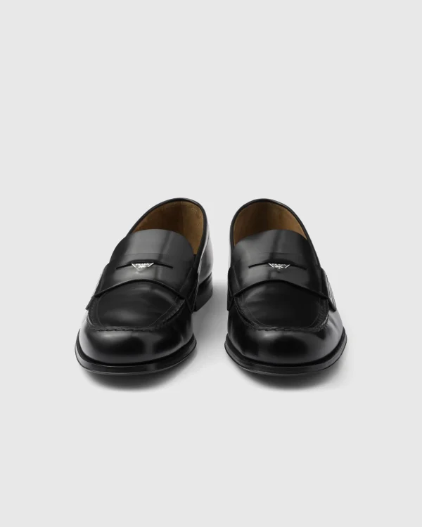 Loafers*Prada Brushed leather loafers Black