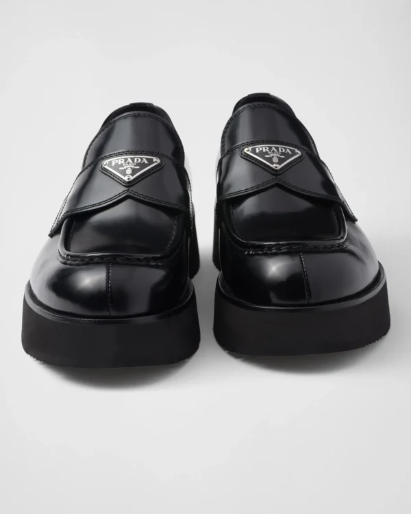 Loafers*Prada Brushed leather loafers Black