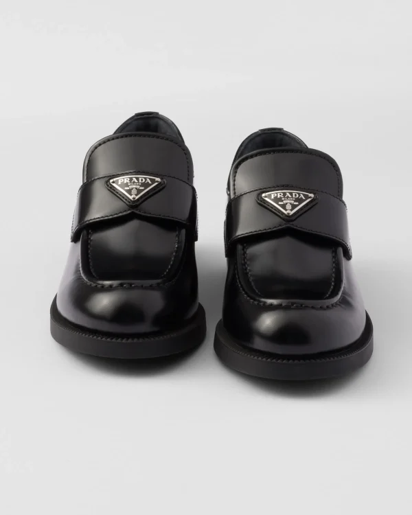 Loafers And Lace-ups*Prada Brushed leather loafers Black