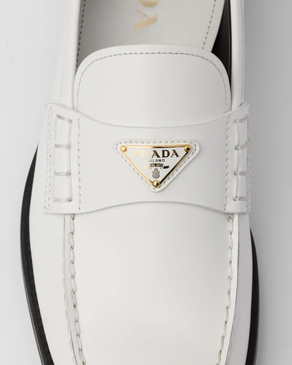 Loafers*Prada Brushed leather loafers White