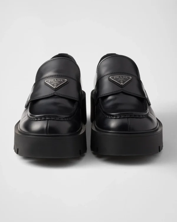 Loafers*Prada Brushed leather loafers Black