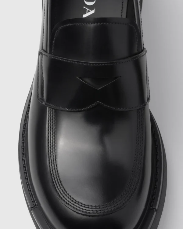 Loafers*Prada Brushed leather loafers Black