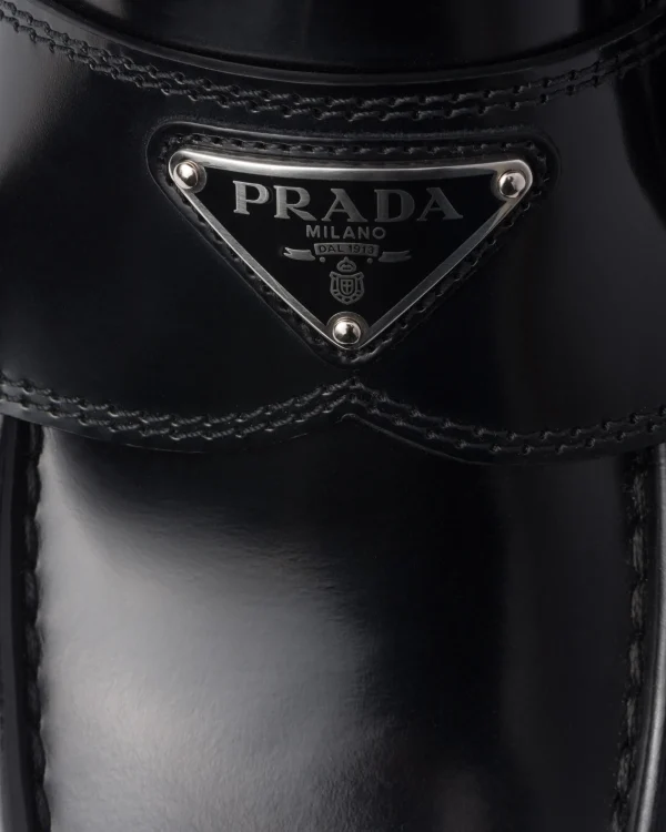 Loafers*Prada Brushed leather loafers Black