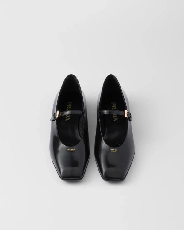 Pumps And Ballerinas*Prada Brushed leather Mary Jane ballerinas Black