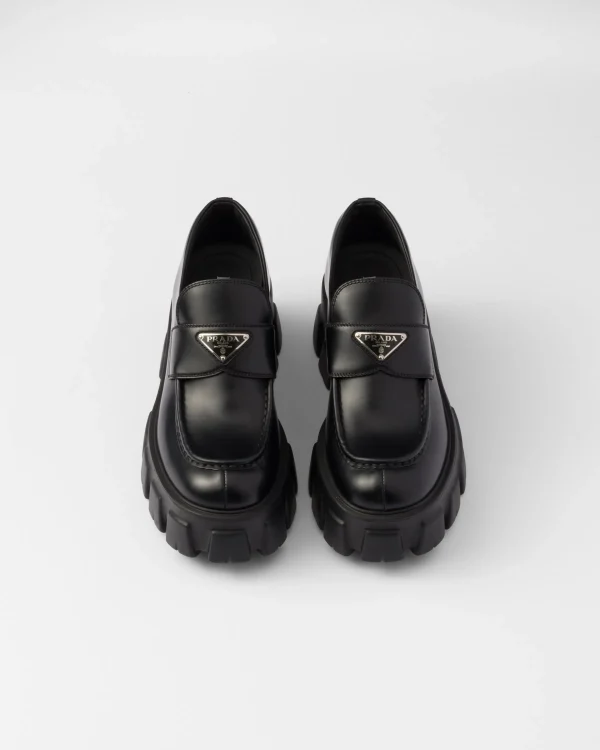 Loafers And Lace-ups*Prada Brushed leather Monolith loafers Black