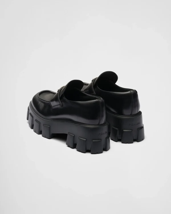 Loafers And Lace-ups*Prada Brushed leather Monolith loafers Black