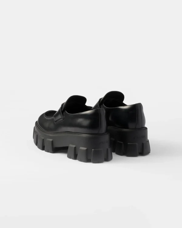 Loafers And Lace-ups*Prada Brushed leather Monolith loafers Black