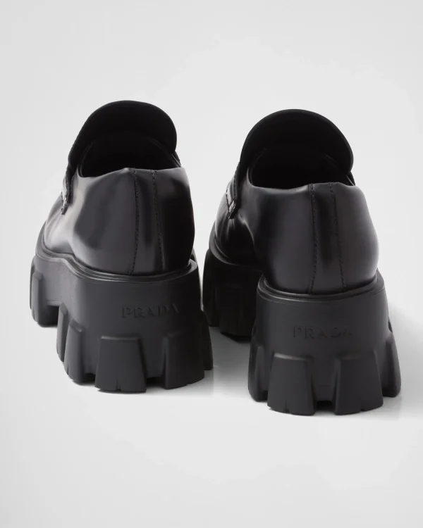 Loafers And Lace-ups*Prada Brushed leather Monolith loafers Black