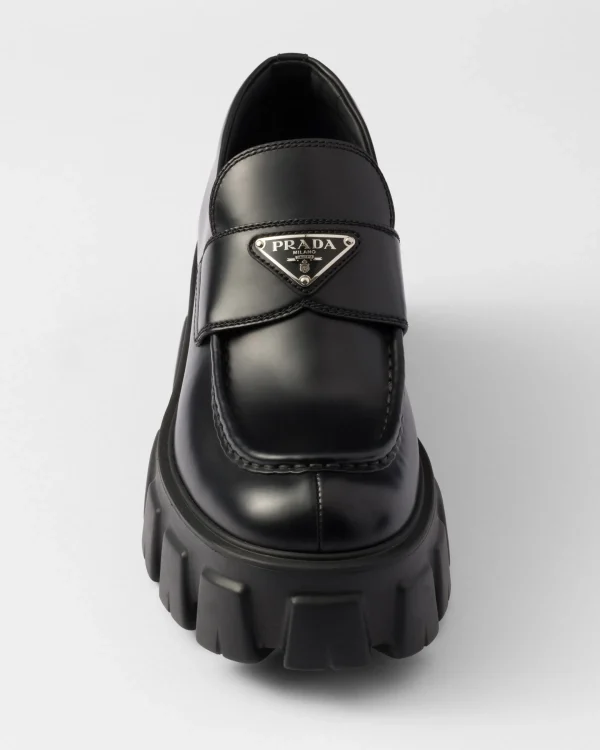 Loafers And Lace-ups*Prada Brushed leather Monolith loafers Black