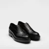 Lace-ups*Prada Brushed Leather Oxford Shoes Black