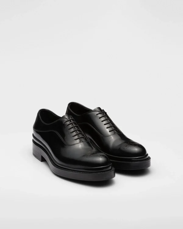 Lace-ups*Prada Brushed Leather Oxford Shoes Black