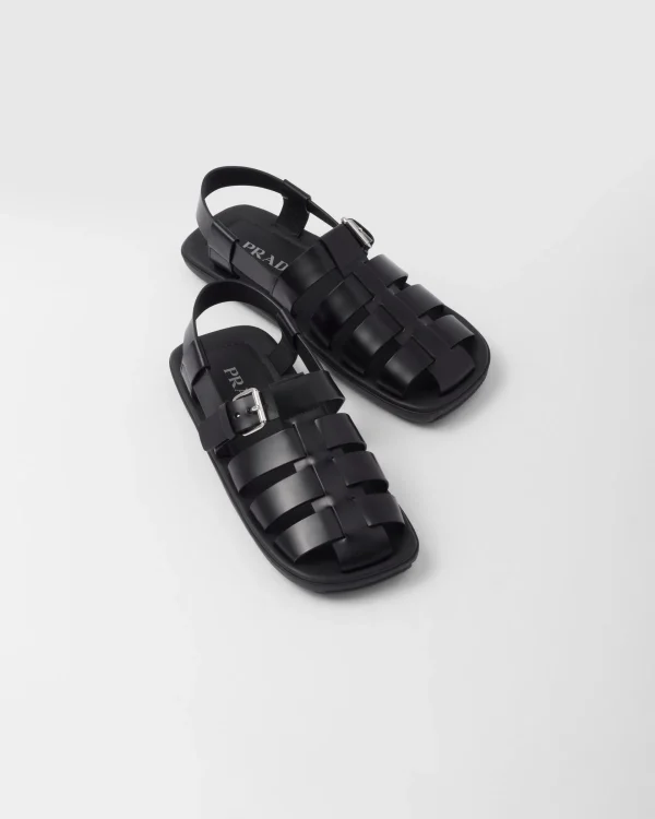 Sandals*Prada Brushed leather sandals Black