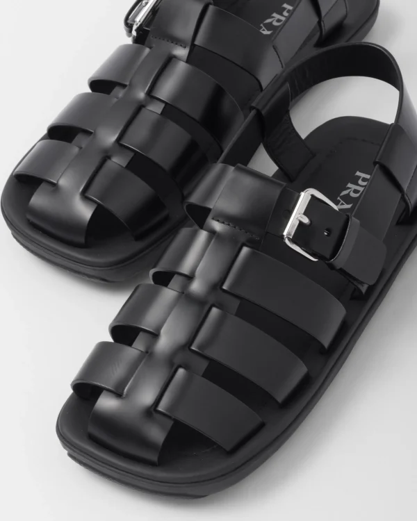 Sandals*Prada Brushed leather sandals Black