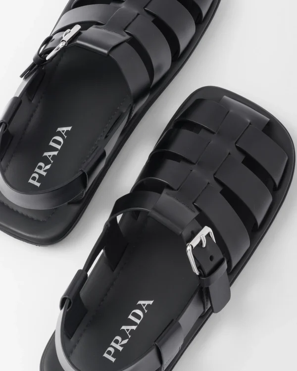 Sandals*Prada Brushed leather sandals Black