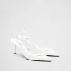 Pumps And Ballerinas*Prada Brushed leather slingback pumps White