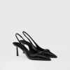 Pumps And Ballerinas*Prada Brushed leather slingback pumps Black