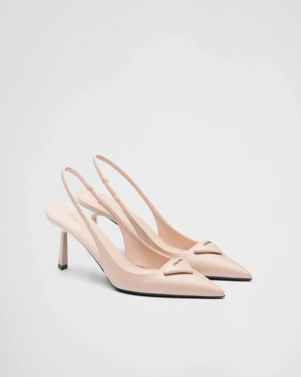 Pumps And Ballerinas*Prada Brushed leather slingback pumps Powderpink