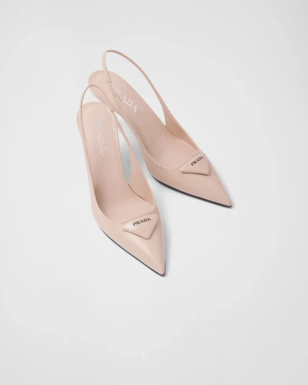 Pumps And Ballerinas*Prada Brushed leather slingback pumps Powderpink