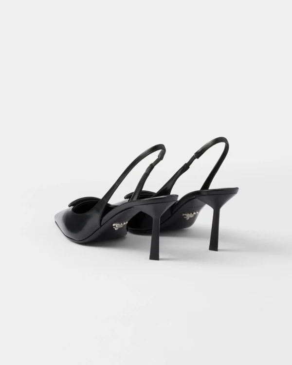 Pumps And Ballerinas*Prada Brushed leather slingback pumps Black