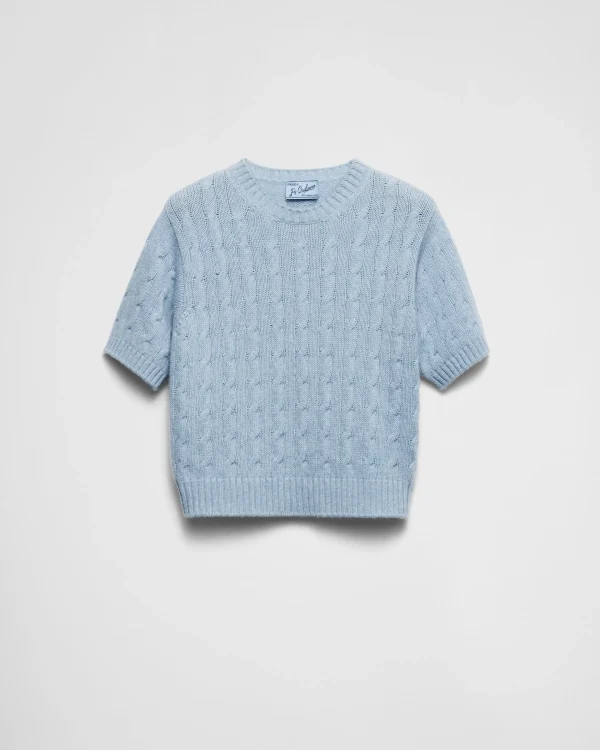 Knitwear*Prada Cable-knit Re-Cashmere sweater Sapphireblue