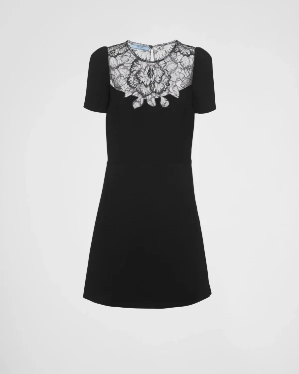 Dresses*Prada Cady and lace mini-dress Black