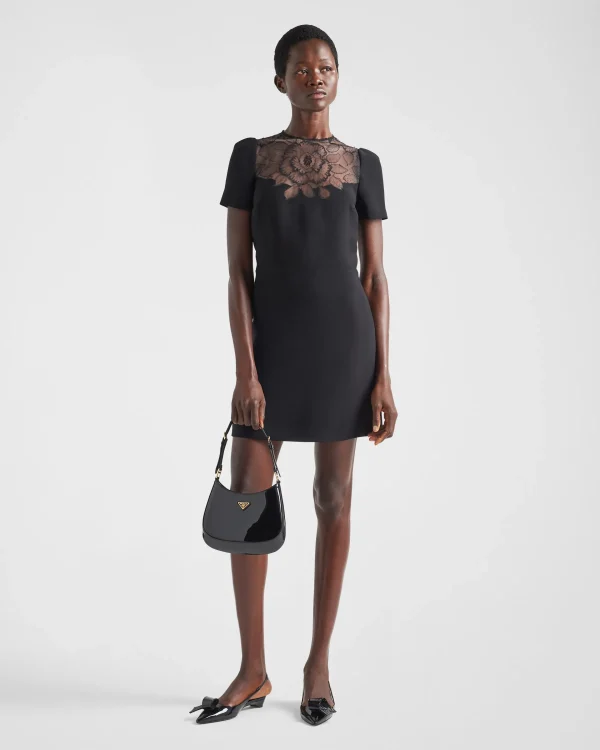 Dresses*Prada Cady and lace mini-dress Black