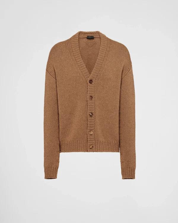 Knitwear*Prada Camel hair cardigan Camelbrown