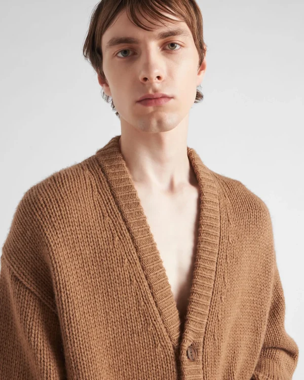 Knitwear*Prada Camel hair cardigan Camelbrown