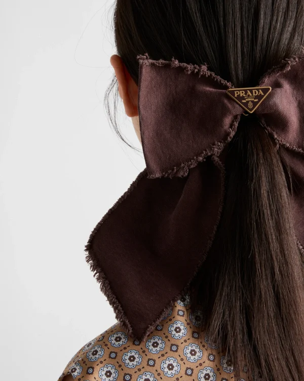 Headbands And Hair Accessories*Prada Canvas hair clip Burgundy