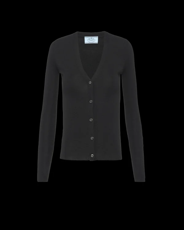 Knitwear*Prada Cashmere and silk cardigan Black