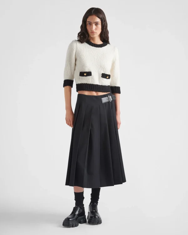 Knitwear*Prada Cashmere and silk crew-neck sweater White/black