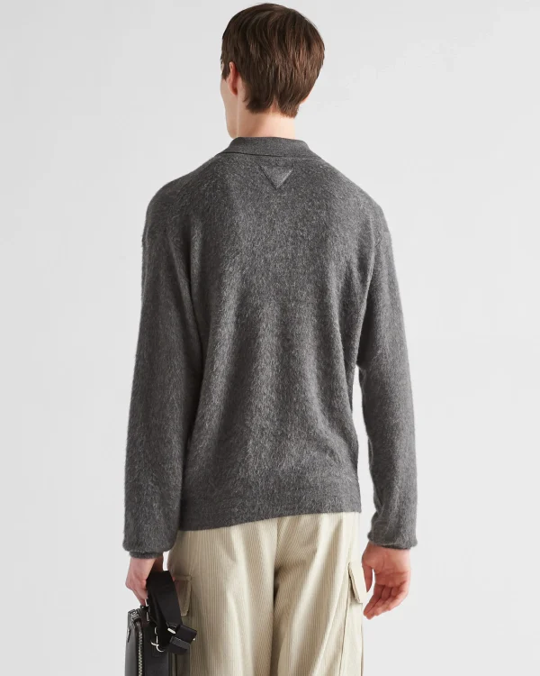 Knitwear*Prada Cashmere and silk polo sweater Grey