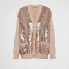 Knitwear*Prada Cashmere and wool cardigan with sequins Nudebeige