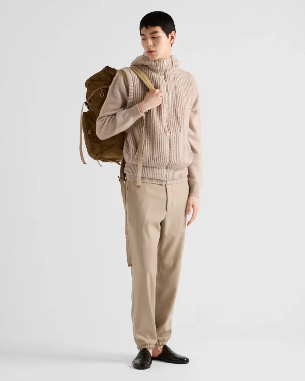 Knitwear*Prada Cashmere hoodie vest Desertbeige