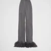 Trousers And Shorts*Prada Cashmere pants with feathers Grey