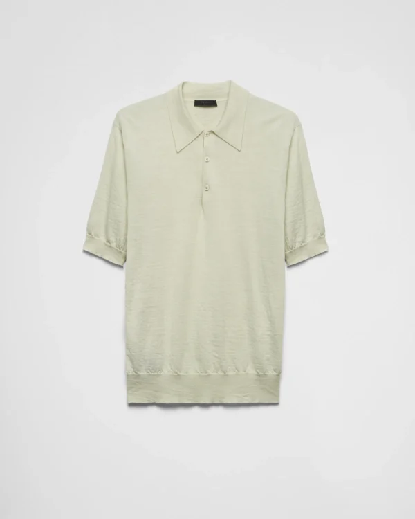 Knitwear*Prada Cashmere polo shirt Agavegreen