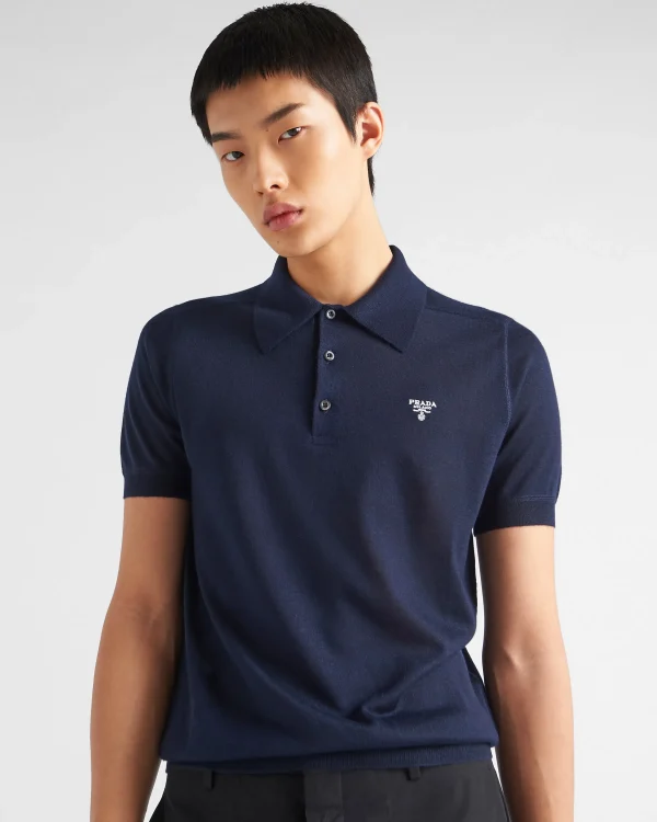 T-shirts And Polo Shirts | Knitwear*Prada Cashmere polo shirt Navy