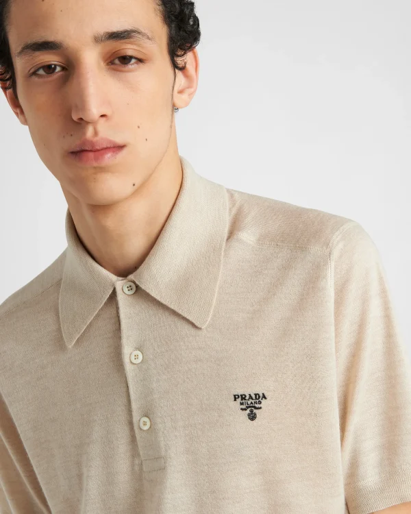 T-shirts And Polo Shirts | Knitwear*Prada Cashmere polo shirt Ivory