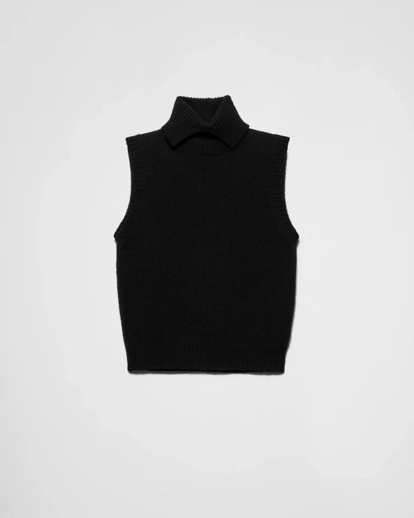 Knitwear*Prada Cashmere turtleneck vest Black