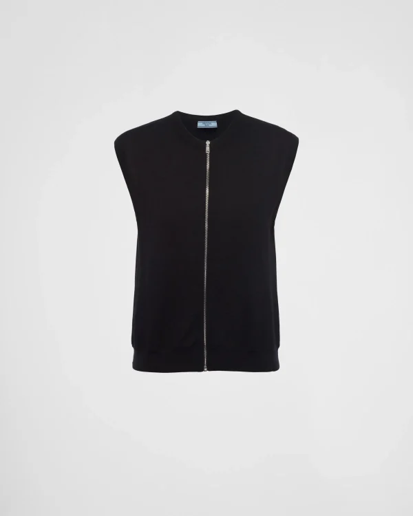 Knitwear*Prada Cashmere zipper vest Black