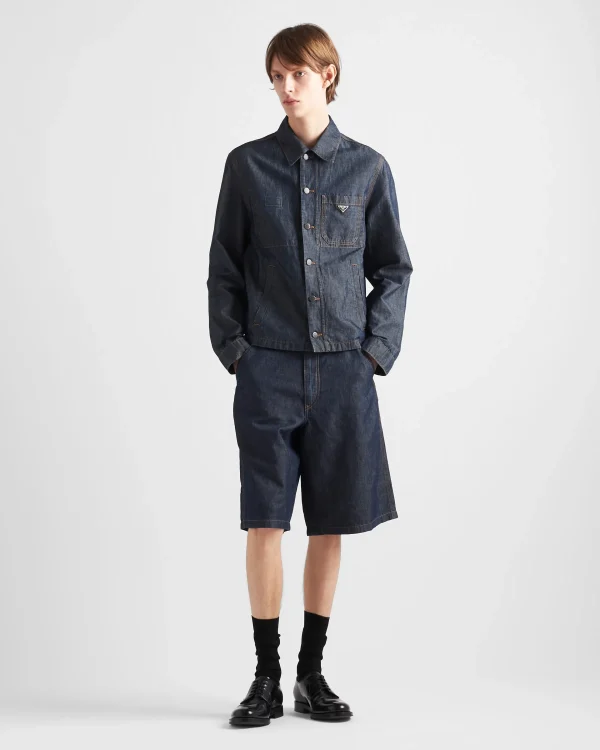 Denim*Prada Chambray Bermudas Navy