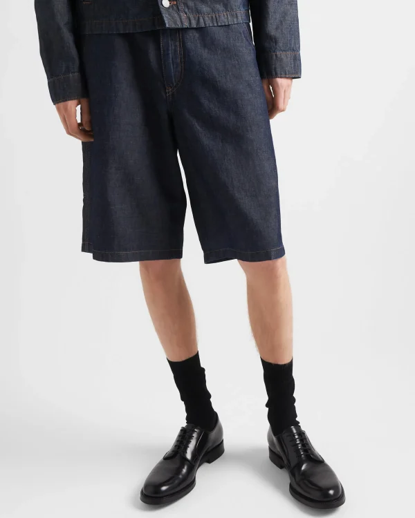 Denim*Prada Chambray Bermudas Navy