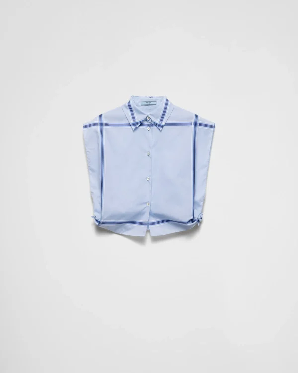 Shirts And Tops*Prada Checked cropped cotton shirt Skyblue